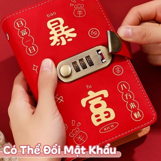 Sổ Tiết Kiệm Tiền có túi zip, làm từ Da PU Cao Cấp, 100 ngăn khóa mật khẩu chống thấm nước, giúp bé học cách tiết kiệm