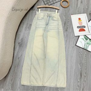Quần Jean Nữ Bigisze Suông Rộng Lưng Cao Giấu Bụng – Jean Wash Sáng Trendy, Co Giãn Nhẹ – Che Khuyết