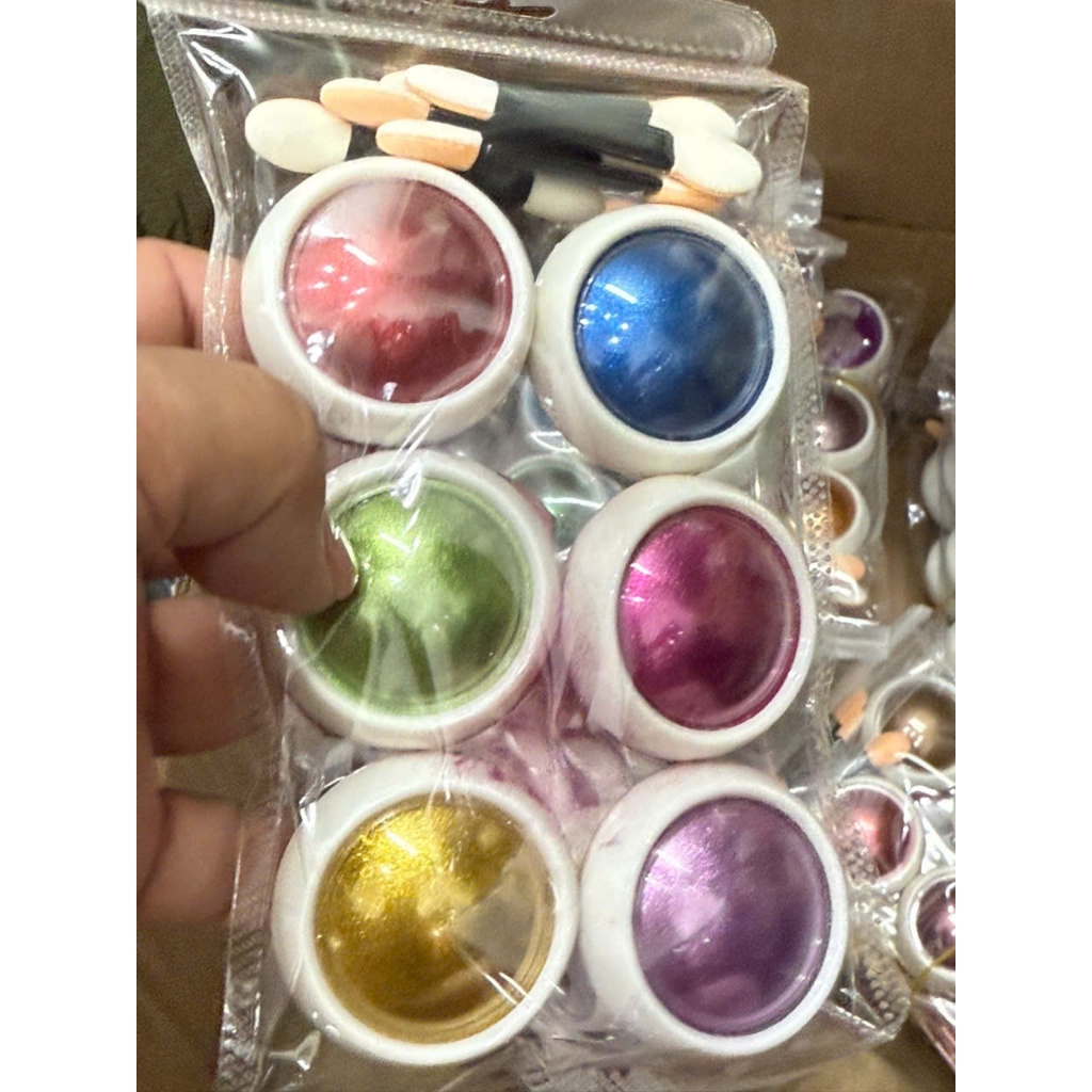 Set Bột Chà Tráng Gương Đa Tông Màu (6 Hũ) Siêu Sáng | Bột Nail Chrome Hiệu Ứng Gương Lấp Lánh