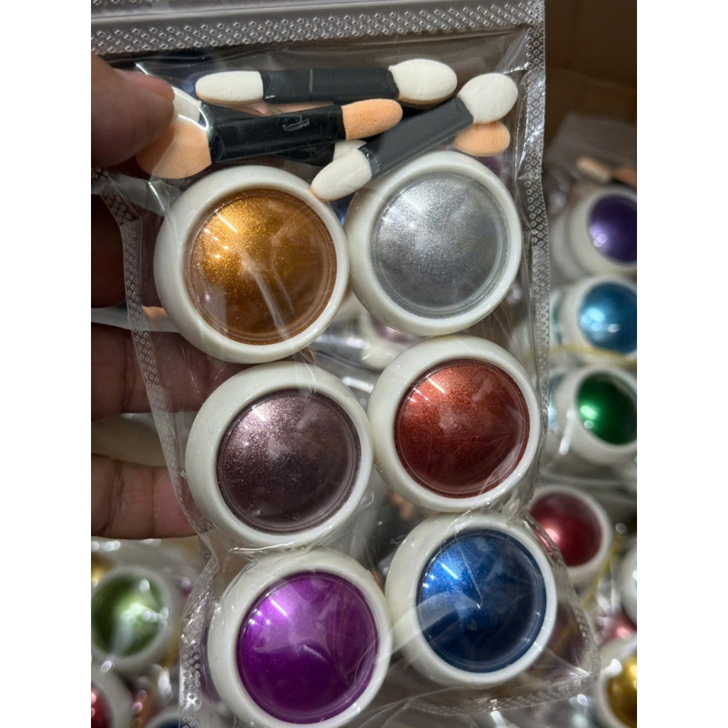 Set Bột Chà Tráng Gương Đa Tông Màu (6 Hũ) Siêu Sáng | Bột Nail Chrome Hiệu Ứng Gương Lấp Lánh