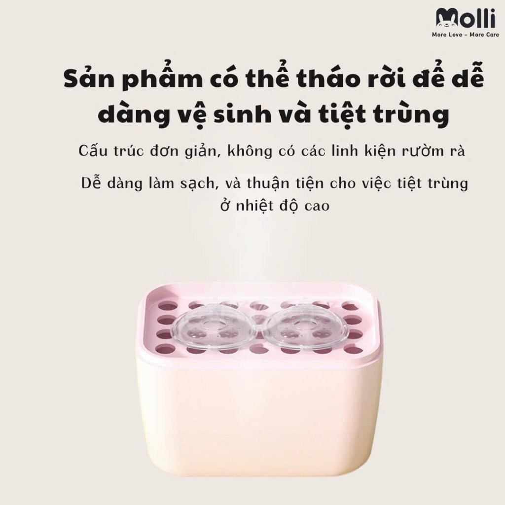 Phễu Hứng Sữa Molli Cao Cấp 2 Cái, Chống Tràn, Silicon Không BPA, Vừa Vặn, 110ml, An Toàn Cho Mẹ Sau