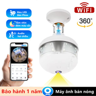 V380 PRO 360 Xem toàn cảnh bóng đèn 3MP Camera Tầm nhìn ban đêm WiFi CCTV Fisheye Lens Camera ánh sáng lũ lụt