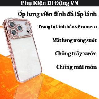 Ốp lưng đính đá pha lê lấp lánh chống sốc bảo vệ camera cho iPhone 17 Air 16 15 14 13 12 11 Pro Max