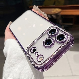 Ốp lưng đính đá pha lê lấp lánh chống sốc bảo vệ camera cho iPhone 17 Air 16 15 14 13 12 11 Pro Max