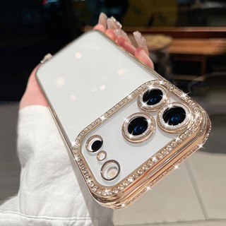Ốp lưng đính đá pha lê lấp lánh chống sốc bảo vệ camera cho iPhone 17 Air 16 15 14 13 12 11 Pro Max