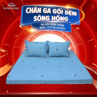 Bộ ga chun Sông Hồng Basic Cotton BC25117 mẫu mới 2025