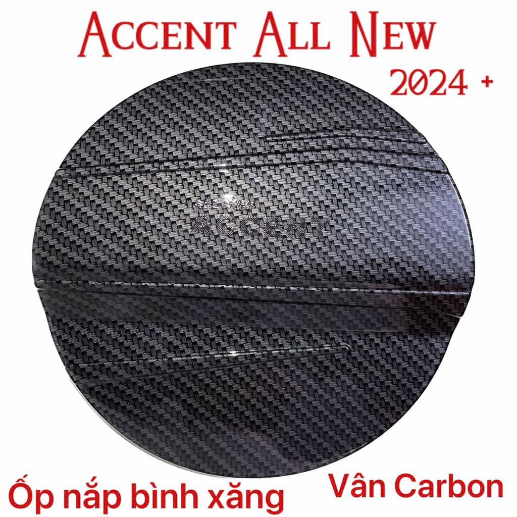 Ốp nắp bình xăng xe Hyundai Accent 2018 - 2021, 2022, 2023, 2024, 2025 nhựa Vân Cacbon cao cấp