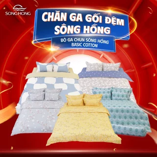 (1)BST mã BC23 - Ga gối chun Sông Hồng Basic cotton (ga + vỏ gối đầu)