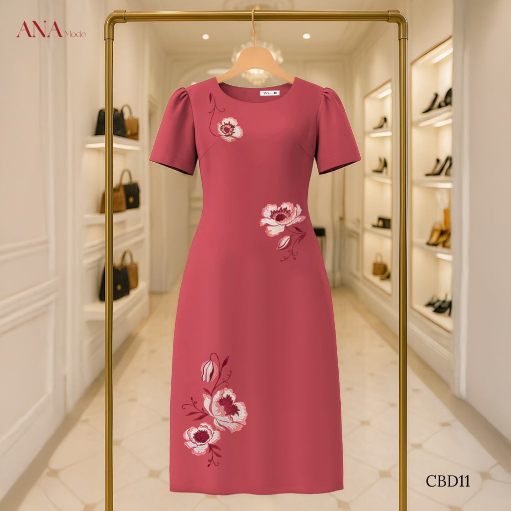 Đầm Dáng Suông Trung Niên ANA Mode Chất Liệu Cotton Lạnh Thanh Lịch Đi Tiệc Quà Tặng Mẹ DM25CBD11