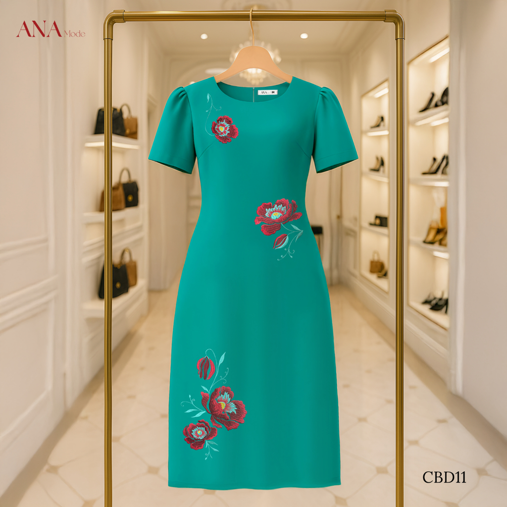 Đầm Dáng Suông Trung Niên ANA Mode Chất Liệu Cotton Lạnh Thanh Lịch Đi Tiệc Quà Tặng Mẹ DM25CBD11
