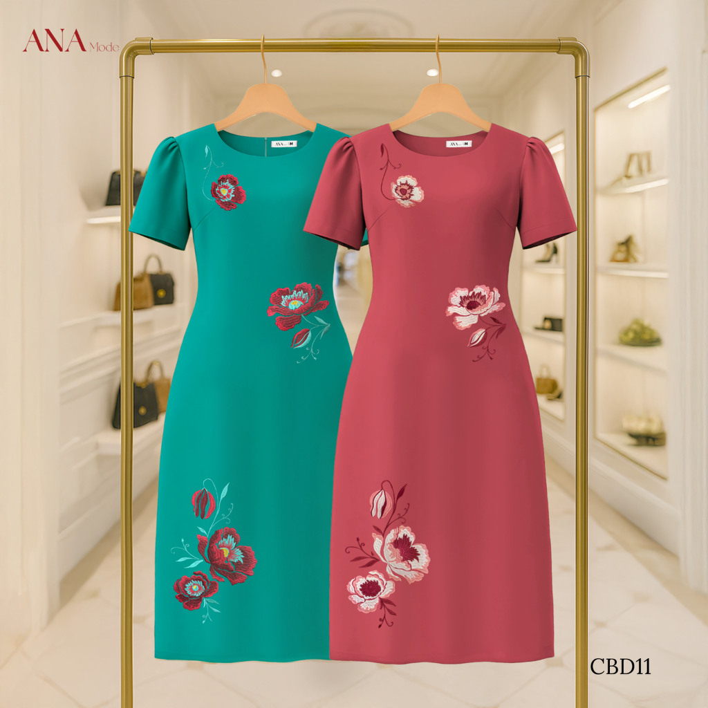 Đầm Dáng Suông Trung Niên ANA Mode Chất Liệu Cotton Lạnh Thanh Lịch Đi Tiệc Quà Tặng Mẹ DM25CBD11