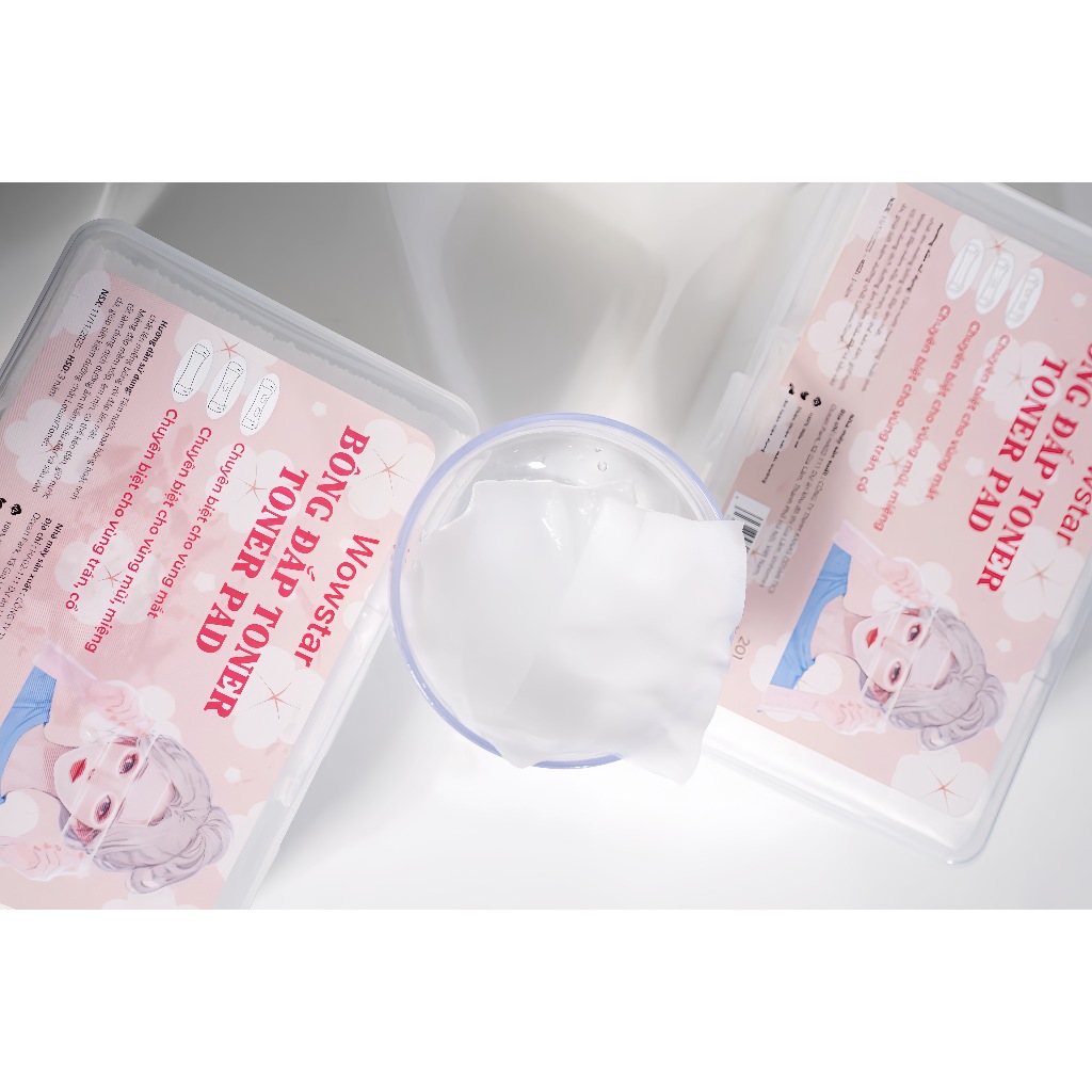 wowstarBông Đắp  BÔNG ĐẮP TONER  toner pad  201 miếng vải Cotton co giãn  thiết kế đục lỗ không dệt để hấp thụ-toner pad