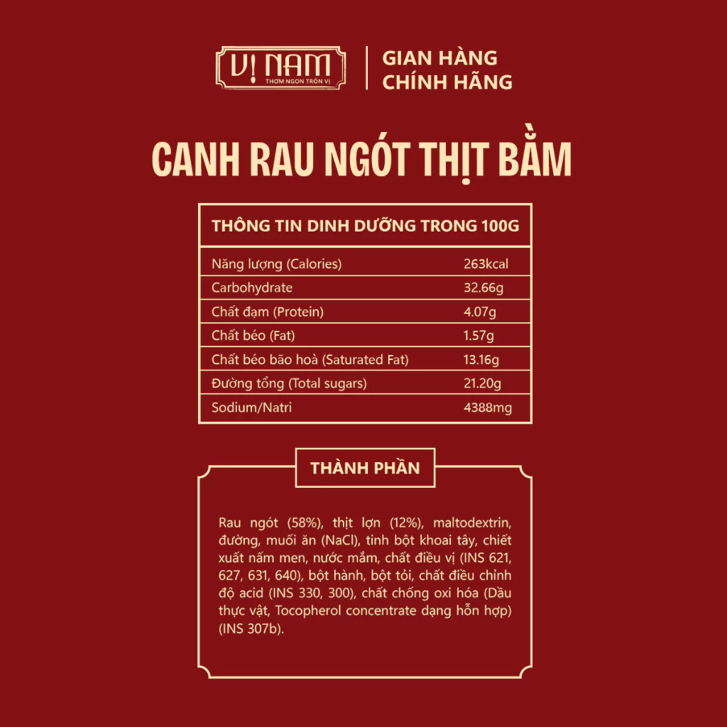 Viên canh sấy thăng hoa: Canh rau ngót thịt bằm - ăn liền - Vị Nam hộp 6 viên - canh lười