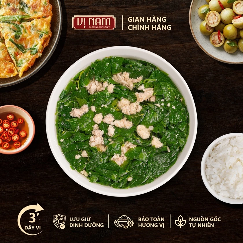 Viên canh sấy thăng hoa: Canh rau ngót thịt bằm - ăn liền - Vị Nam hộp 6 viên - canh lười