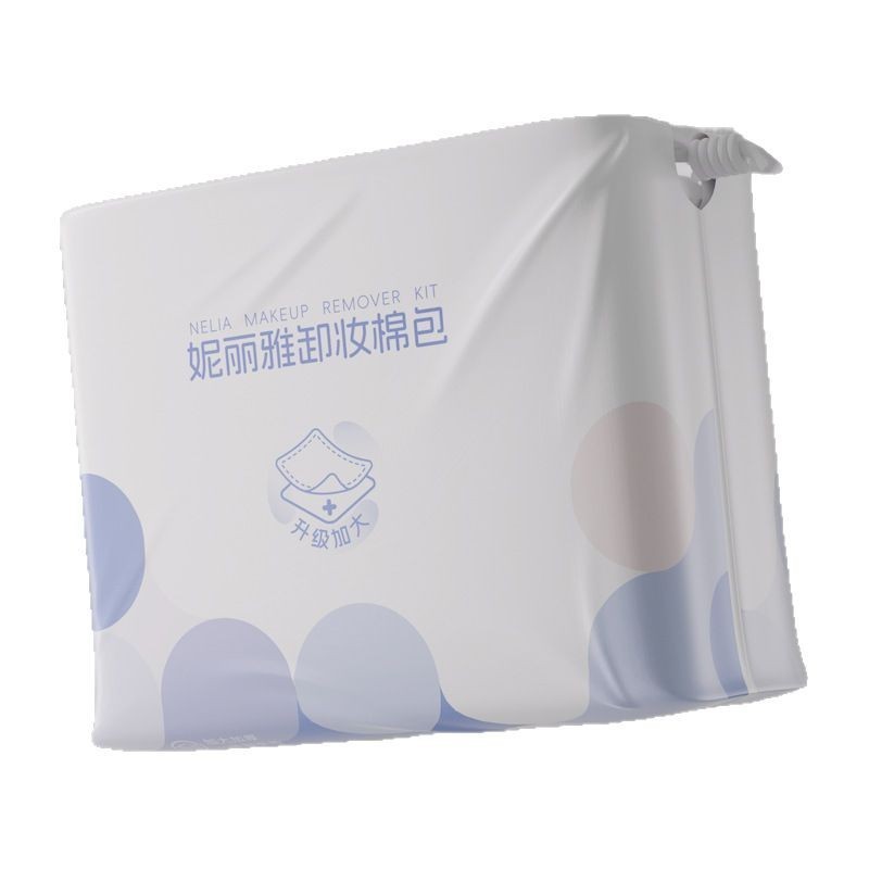 Bông Tẩy Trang Dạng Vuông 120 miếng – Miếng Cotton Rửa Mặt Mềm Mịn, Hút Nước Tốt, Không Xơ Lông – Túi Dây Rút Tiện Dụng