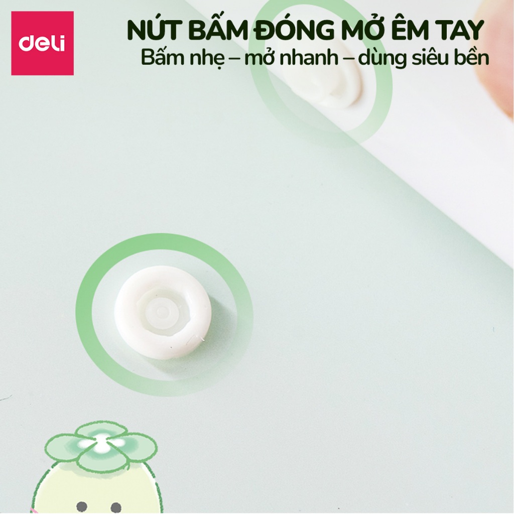 Túi file đựng tài liệu A4 Deli Obakenu xinh xắn, clear bag bìa đựng tài liệu văn phòng phẩm lưu trữ hồ sơ giấy tờ