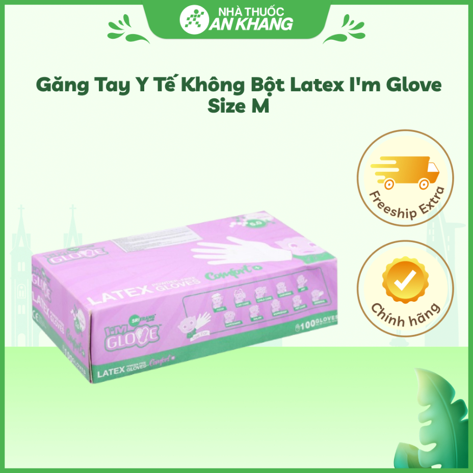 Găng tay y tế không bột Latex I'm Glove size M