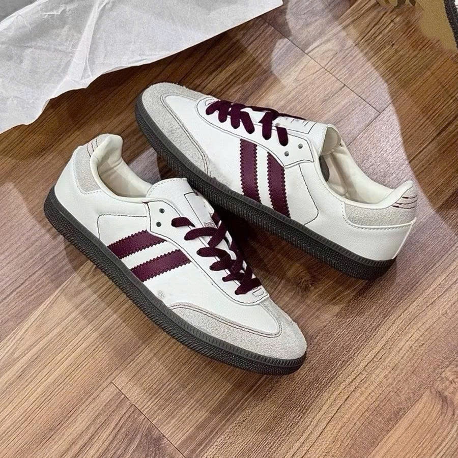 Giày Sneaker Cổ Thấp Trắng Vệt Đỏ, Giày Thể Thao Sa Ba Màu Đỏ Dành Cho Nữ Dễ Phối Đồ.
