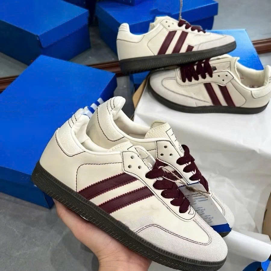 Giày Sneaker Cổ Thấp Trắng Vệt Đỏ, Giày Thể Thao Sa Ba Màu Đỏ Dành Cho Nữ Dễ Phối Đồ.