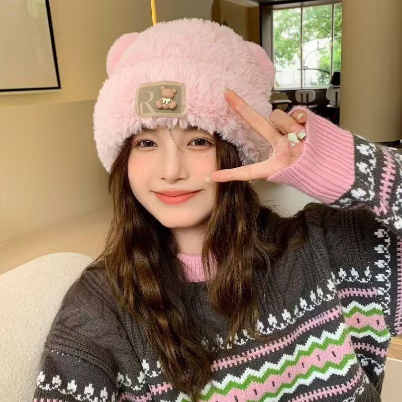 Mũ len nữ, Mũ beanie mũ lông cừu tai mèo SLEEPYCHIC giữ ấm mùa đông phong cách hàn quốc