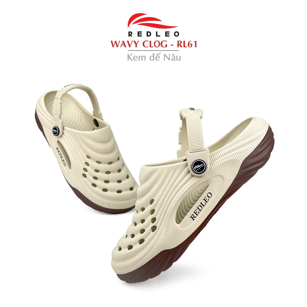 Dép Sục REDLEO Wavy Đúc Nguyên Khối Unisex Siêu Nhẹ Phối Màu Thời Trang Đế Rãnh Sâu Chống Trượt RL61