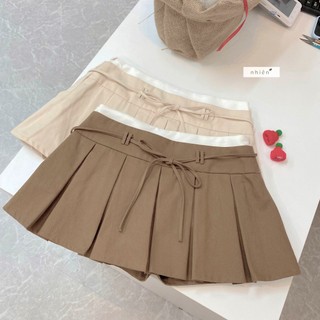 𝐕𝐚𝐧𝐢𝐥𝐥𝐚 𝐒𝐤𝐢𝐫𝐭 - Chân váy kaki ngắn xếp ly phối màu nhien.official NCV00015