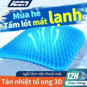 Đệm ngồi gel tổ ong 3D thoáng khí gấp gọn ICON - Chống mỏi lưng, ghế văn phòng & ô tô