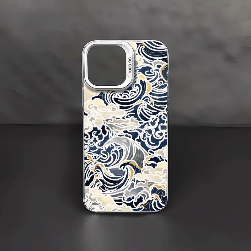 Thủy triều hoa kết cấu phù hợp với iphone 17/16/15 apple điện thoại di động vỏ 14/13/11 từ hấp thụ vỏ