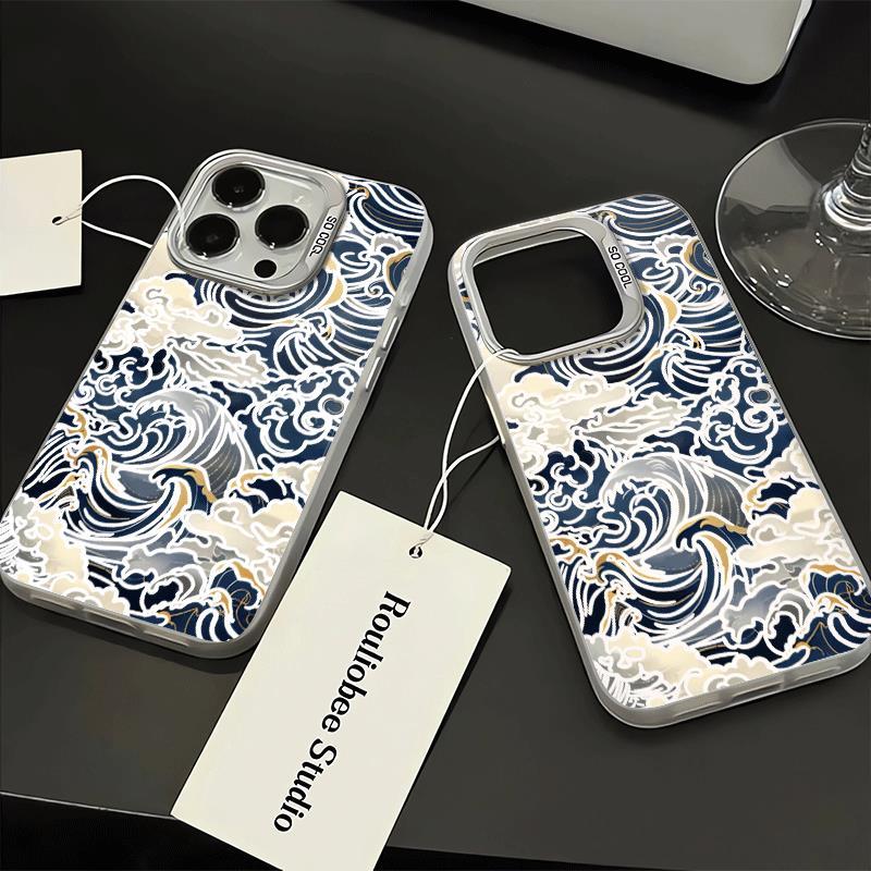Thủy triều hoa kết cấu phù hợp với iphone 17/16/15 apple điện thoại di động vỏ 14/13/11 từ hấp thụ vỏ