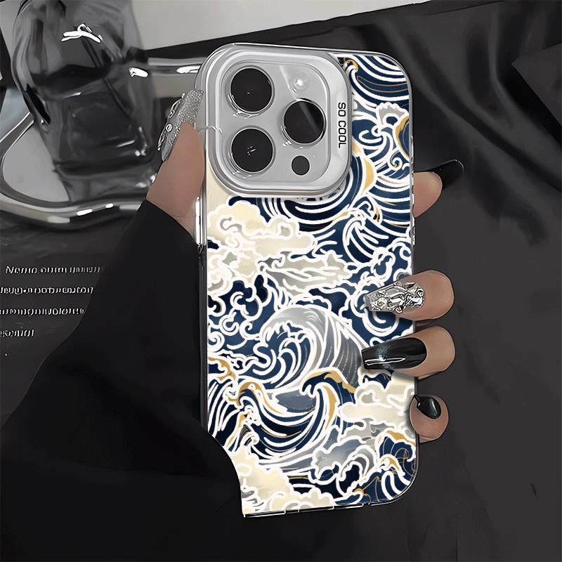Thủy triều hoa kết cấu phù hợp với iphone 17/16/15 apple điện thoại di động vỏ 14/13/11 từ hấp thụ vỏ