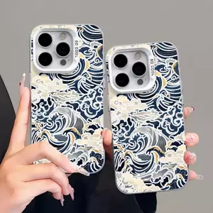 Thủy triều hoa kết cấu phù hợp với iphone 17/16/15 apple điện thoại di động vỏ 14/13/11 từ hấp thụ vỏ