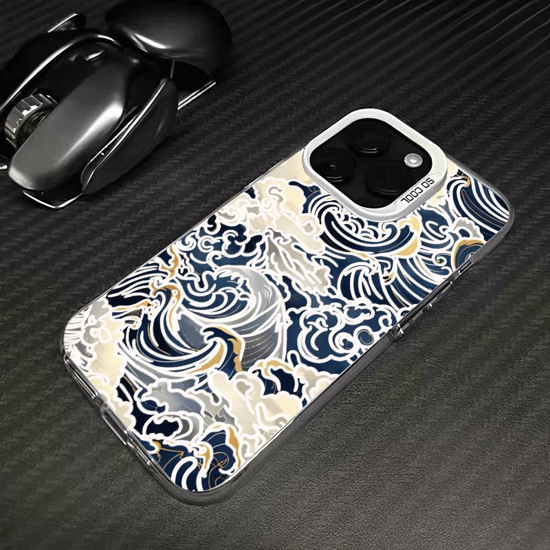 Thủy triều hoa kết cấu phù hợp với iphone 17/16/15 apple điện thoại di động vỏ 14/13/11 từ hấp thụ vỏ