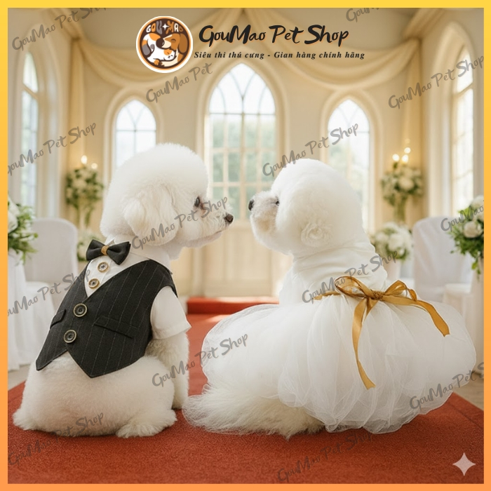 Áo vest , Váy cưới dành cho chó mèo - goumao pet mmm GM21
