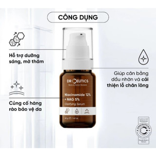 Serum DrCeutics Mờ Thâm Dưỡng Sáng Kiểm Soát Dầu Thừa Niacinamide 12% + NAG 5% Clarifying (40g)