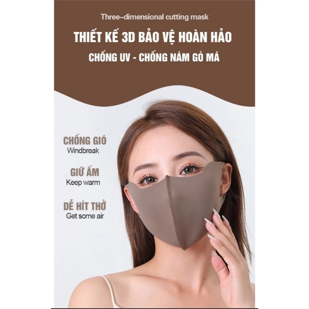 Khẩu Trang 3D Nam Nữ Cao Cấp Chống Nắng, Chống Tia UV UPF 50+ Mềm Mát - Thoáng Mát
