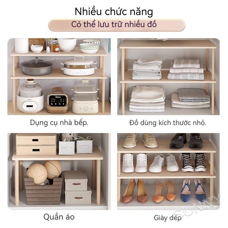 Kệ chia tầng tủ quần áo Ngăn đồ gấp gọn Tăng diện tích lưu trữ Dễ lắp đặt cho tủ nhỏ 𝙎𝙐𝙉𝙉𝙔 𝘽𝙄𝙀𝙍𝙀