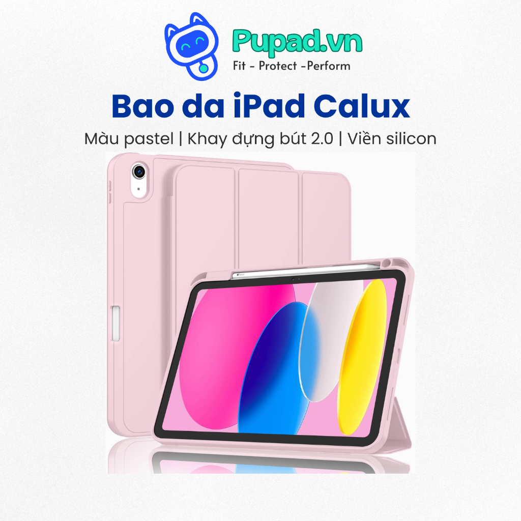 Ốp Lưng iPad Calux PUPAD Viền Silicon Chống Sốc, Khay Đựng Bút Cho A16 Gen 10/11 Pro 11 M2 M3 - P01