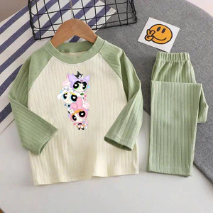 🌸 ĐỒ BỘ BÉ GÁI DÀI TAY GÂN MỀM MỊN – HÌNH DỄ THƯƠNG 🌸 DG298