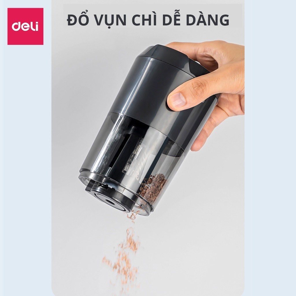 [Deli] Gọt Bút Chì Điện Tự Động Cỡ Lớn – Mài Nhanh, An Toàn, Dùng Cho Học Sinh & Văn Phòng