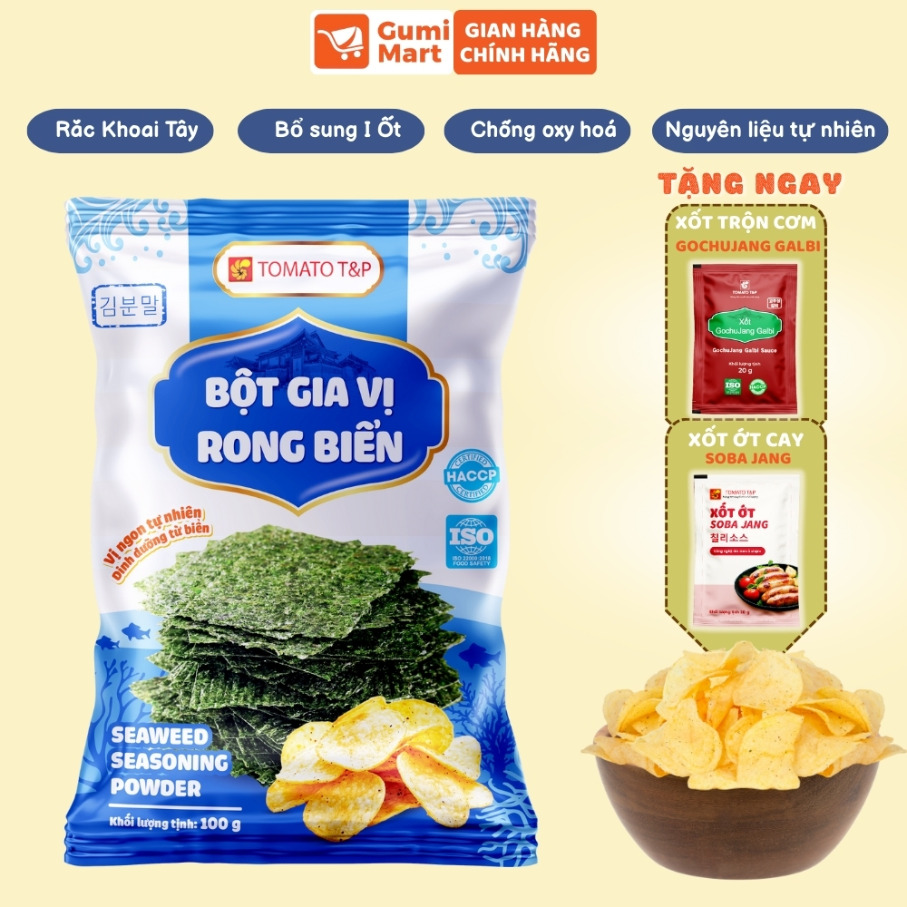 Bột Rong Biển Tôm 100g Tomato T&P– Lắc Khoai Tây, Snack, Bắp Rang, Bánh Que Rong Biển – RB72