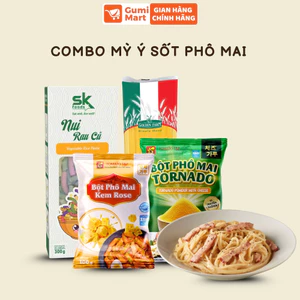 Combo Mỳ Ý Sốt Phô Mai, Nui Sốt Phô Mai Kem Rose, Bột Phô Mai Hàn Quốc, Nui Ngũ Sắc, Mỳ Ý