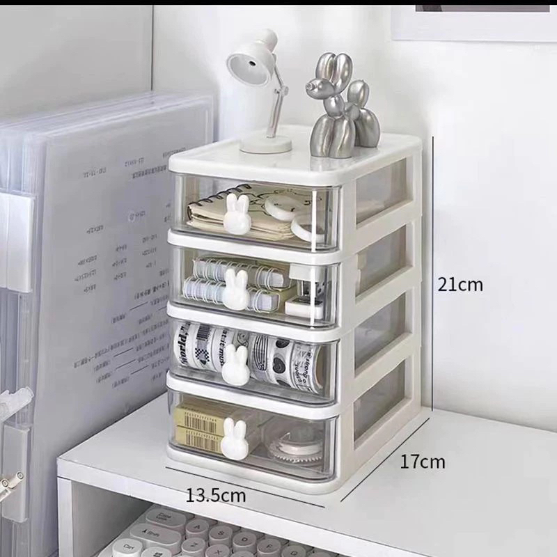 Tủ Mini Thỏ Nhiều Ngăn Tặng Sticker, Hộp Đựng Phụ Kiện Nhỏ Nhắn Nhiều Tầng Siêu Cute