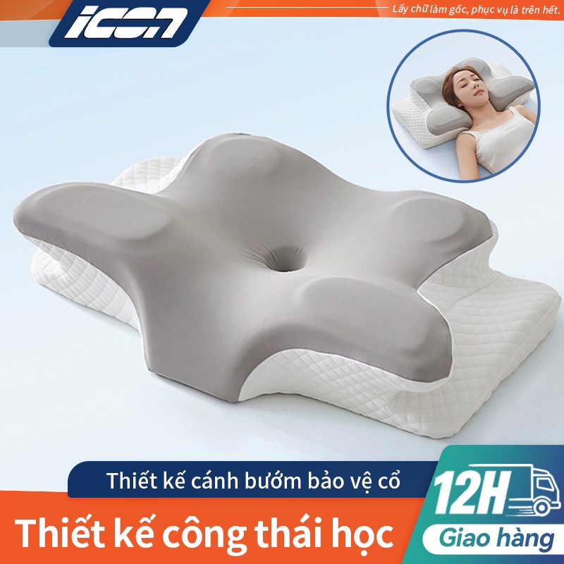 Gối Hình Bướm Memory Foam Chỉnh Hình Cổ ICON - Giảm Đau Mỏi, Chống Thoái Hóa Đốt Sống Cổ, gối ngủ