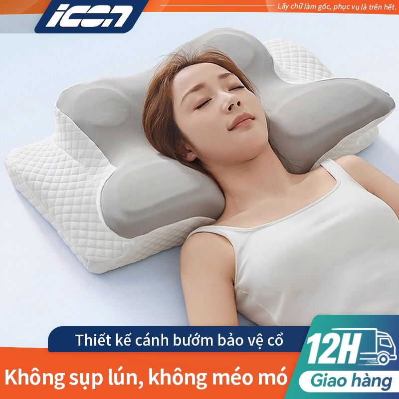 Gối Hình Bướm Memory Foam Chỉnh Hình Cổ ICON - Giảm Đau Mỏi, Chống Thoái Hóa Đốt Sống Cổ, gối ngủ