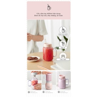 Máy xay sinh tố cầm tay 2 cối Bear BL-4H04M,150W, Lưỡi dao 4 cánh xay đá bi, trái cây, BH 18 Tháng