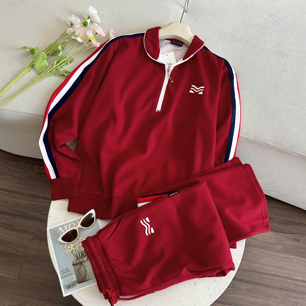 Set Thể Thao Viền Đỏ Hot Trend Local Brand Chất 100% Cotton Mềm Mịn Thoáng Mát.