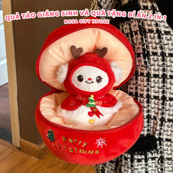 Quả Táo Giáng Sinh Và Quà Tặng Bí Ẩn 2 In 1, Quả Táo nhồi bông trang trí Giáng Sinh, làm quà tặng ý nghĩa Rosa