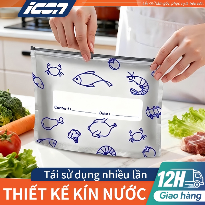 Combo 10 Túi Zip Giấy Nhôm ICON - Túi bảo quản thực phẩm tái sử dụng, giữ đồ tươi lâu