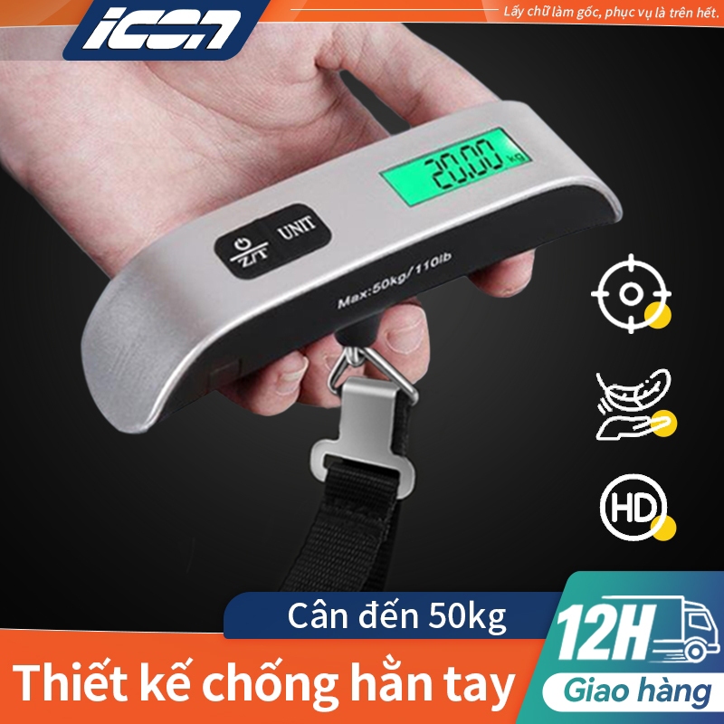 Cân Hành Lý Điện Tử ICON 50kg - Cân Treo Mini Cầm Tay, Móc Dù Bền, Cầm Êm Tay Không Hề Đau Tay