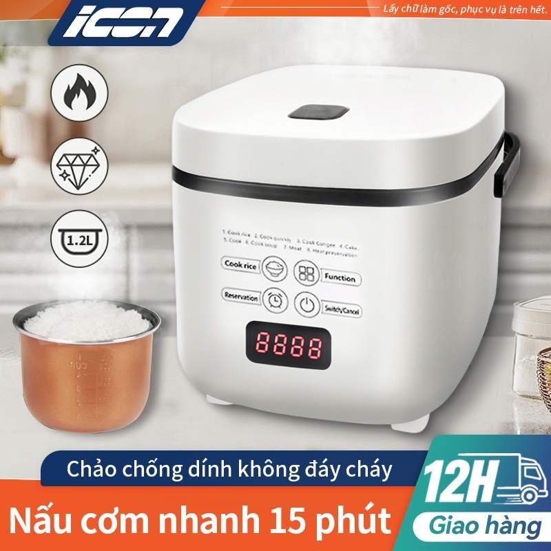 Nồi cơm điện Mini 1.2L ICON- Chống dính, cầm tay, nấu cơm & hầm cháo đa năng